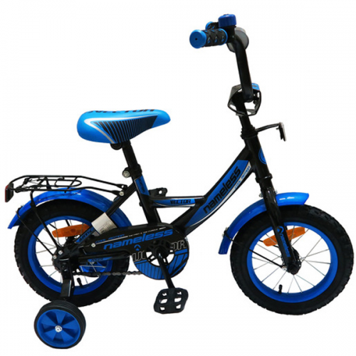 Велосипед 12" Nameless VECTOR, черный/ голубой