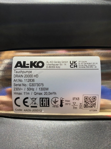Насос погружной AL-KO Premium Drain 20000 HD фото 6